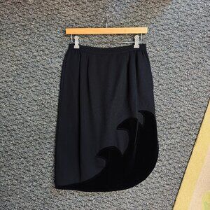 VINTAGE Valentino Boutique Skirt – Black with black velvet wave detail